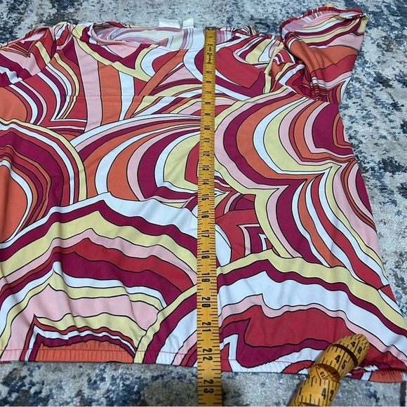 Chico’s Red Multi-Colored Swirl Print 3/4 Sleeve Blouse Size 8 - Picture 10 of 11